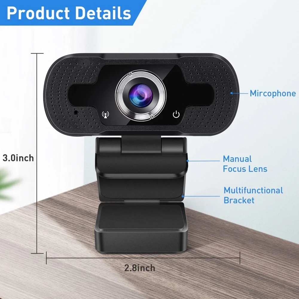 HD Webcam Microphone Streaming USB PC Laptop Webcam Plug and Play Web Camera